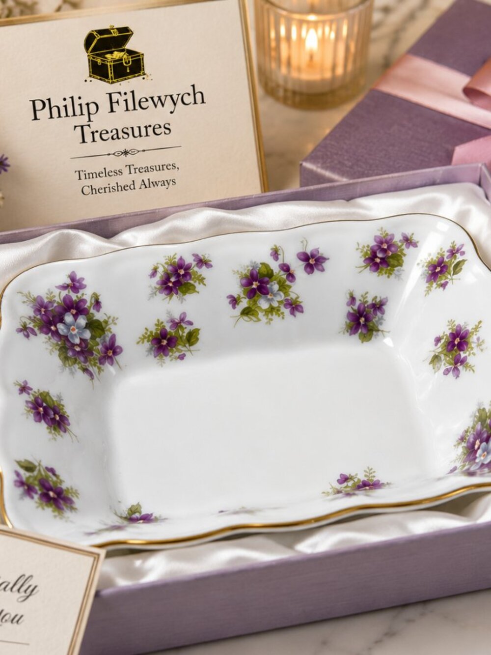 RA-Sweet-V--Royal Albert Sweet Violets Sweet Meat / Tidbit Dish - Picture 7 of 8